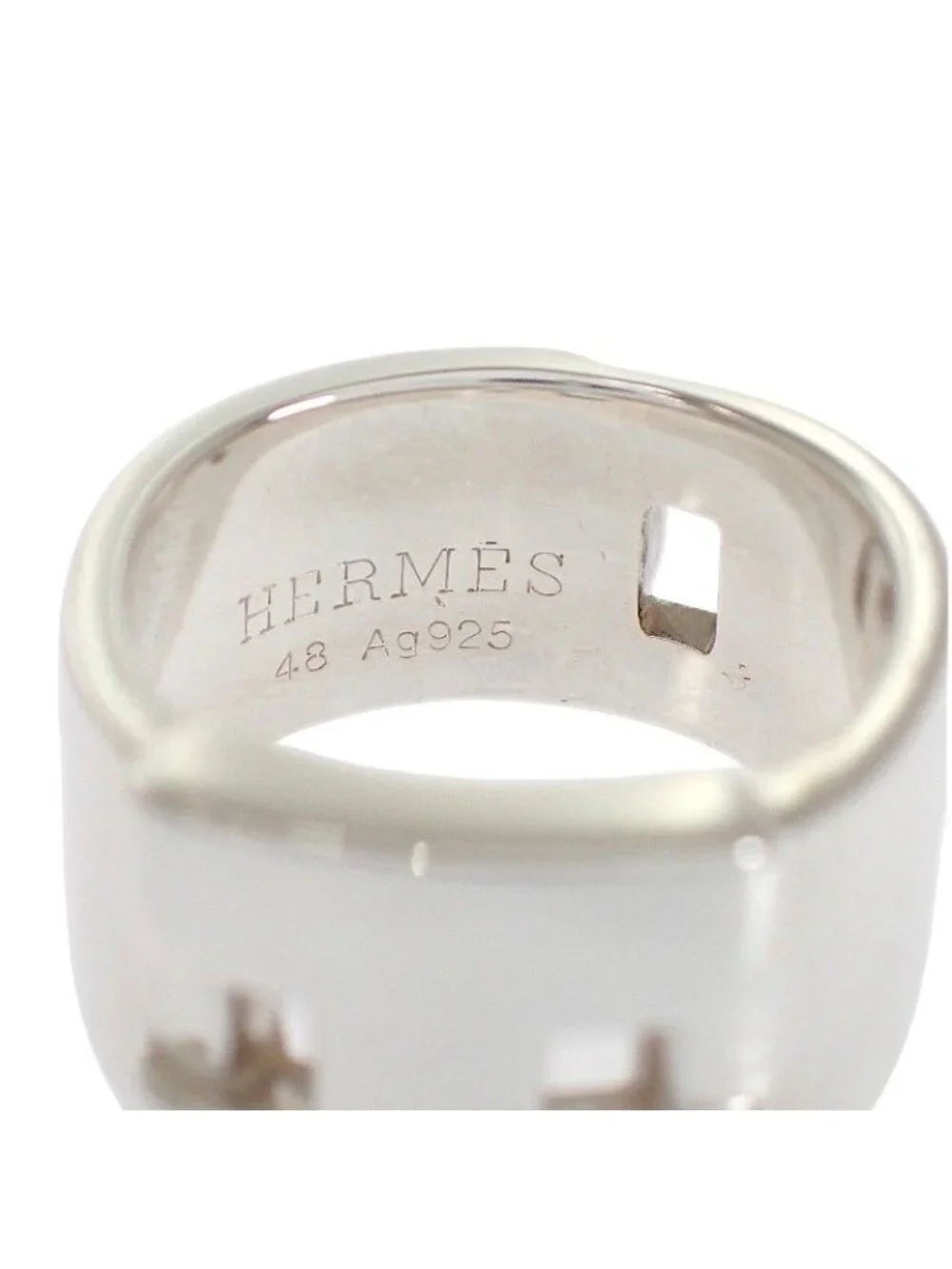 Hermes Newhela Crest Rin 48 Ring 925 Sterling Silver